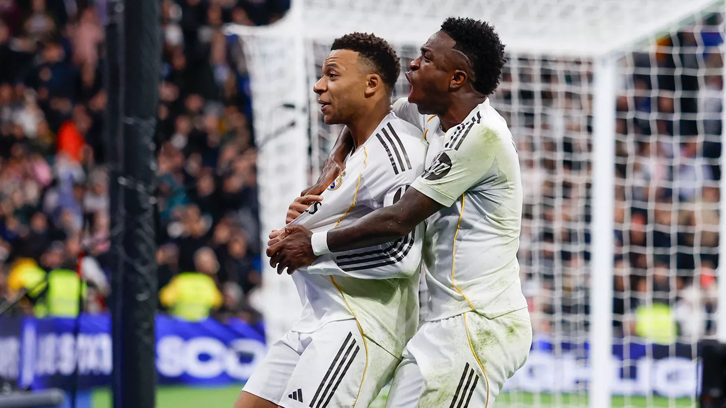 Mbappé celebra el penalti decisivo ante el Rayo Vallecano